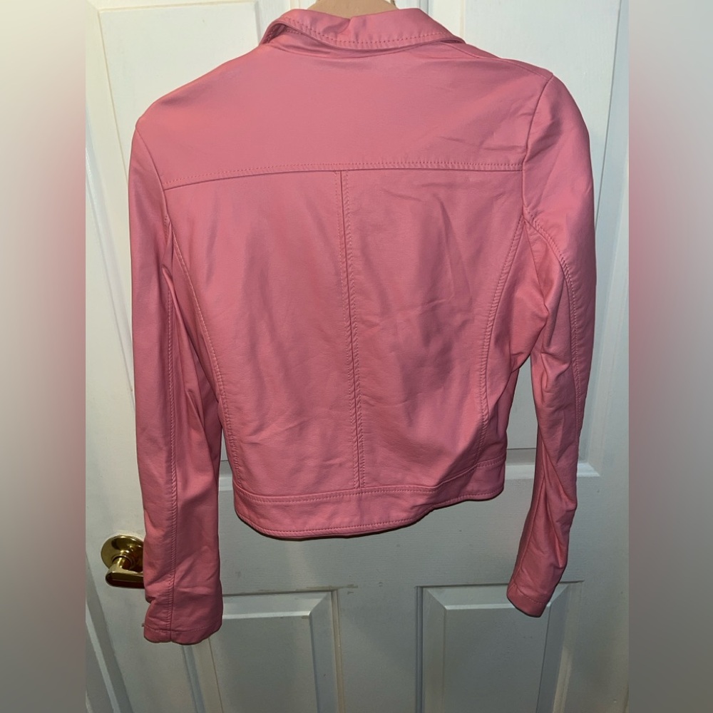 Pink leather like moto jacket - Picture 2 of 4